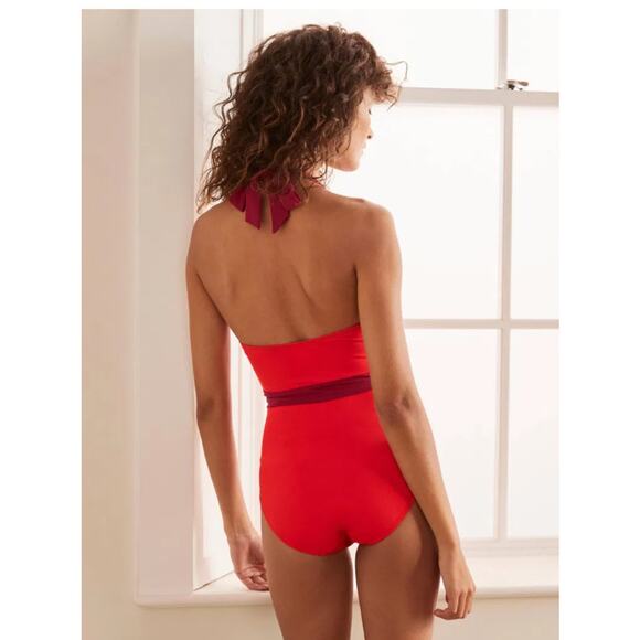 Boden Kefalonia One Piece Halter Swimsuit Swim Red Purple Womens 6L 6 Long Tall - Picture 7 of 16
